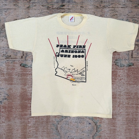 Jerzees Other - Vintage 1988 Peak Fire Arizona Jerzees T-Shirt Cream Single Stitch Large